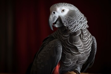 Obraz premium A friendly and social African Grey parrot talking and singing, showing off its intelligent and social nature. Generative AI