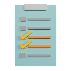 Obraz premium 3D rendering checklist board isolated.