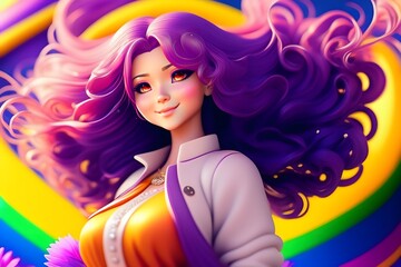 Obraz premium Graphic representation of Celebrate Women and Diversity with this Colorful Anime Banner. Generative AI. 