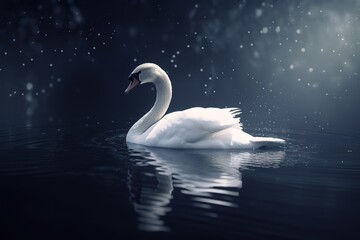 A graceful and majestic swan on a lake. Generative AI