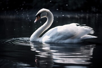 A graceful and majestic swan on a lake. Generative AI