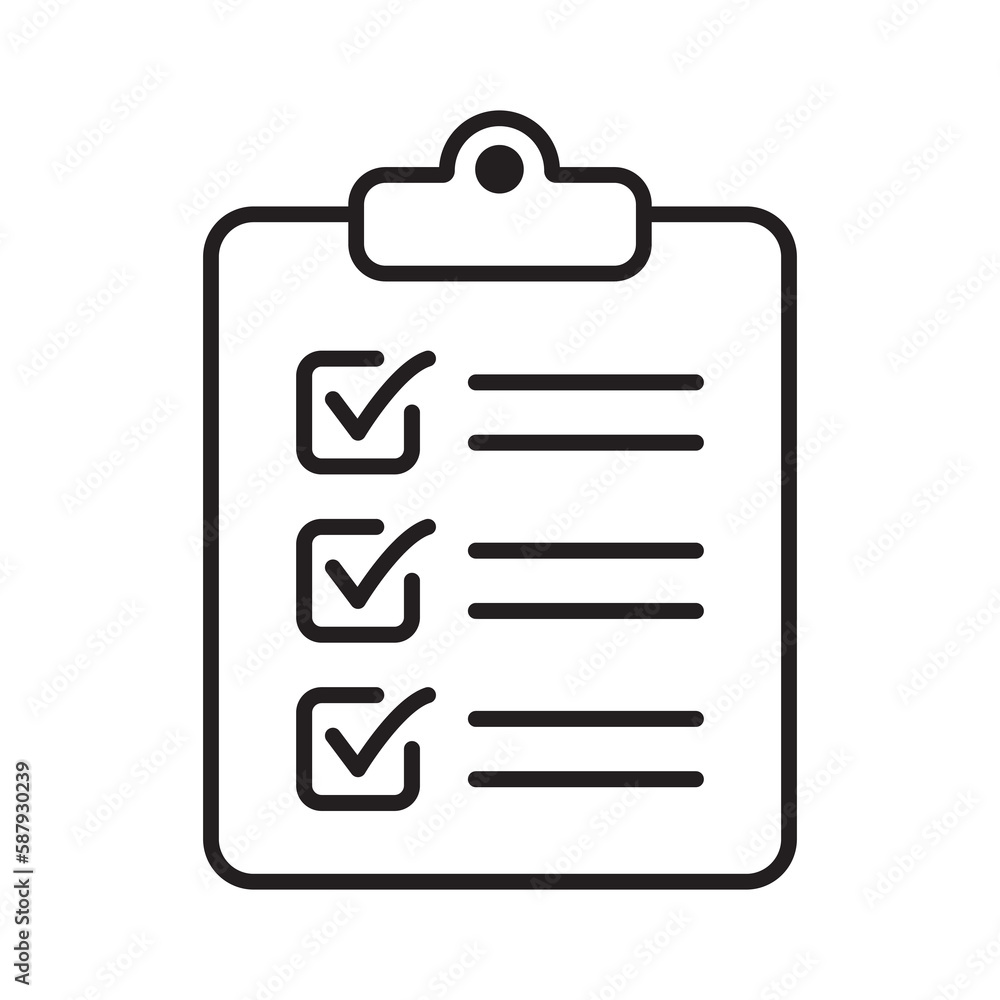 Poster clipboard and checklist icon. project management, questionnaire line icon. to do list vector icon fo