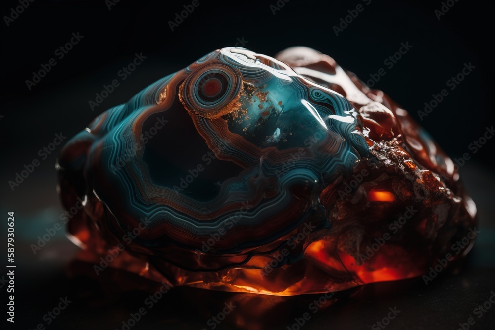 Poster a close up of a glass object on a black surface with a black background and a black background with 