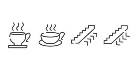 in the airport outline icons set. thin line icons sheet included teacup, cup of hot coffee, ors up, ors down vector.