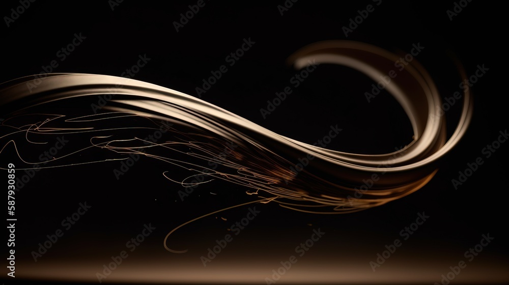 Poster a black background with a wavy design on the top of it and a light shining on the bottom of the imag
