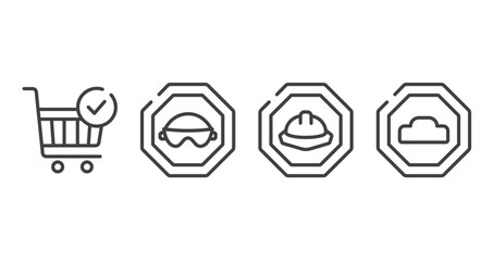 traffic signs outline icons set. thin line icons sheet included checkout, eyewear, hard, hump vector.