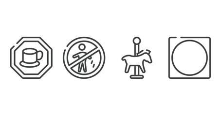 laundry instructions outline icons set. thin line icons sheet included cafe bar, no littering, carousel horse, circle inside square vector.