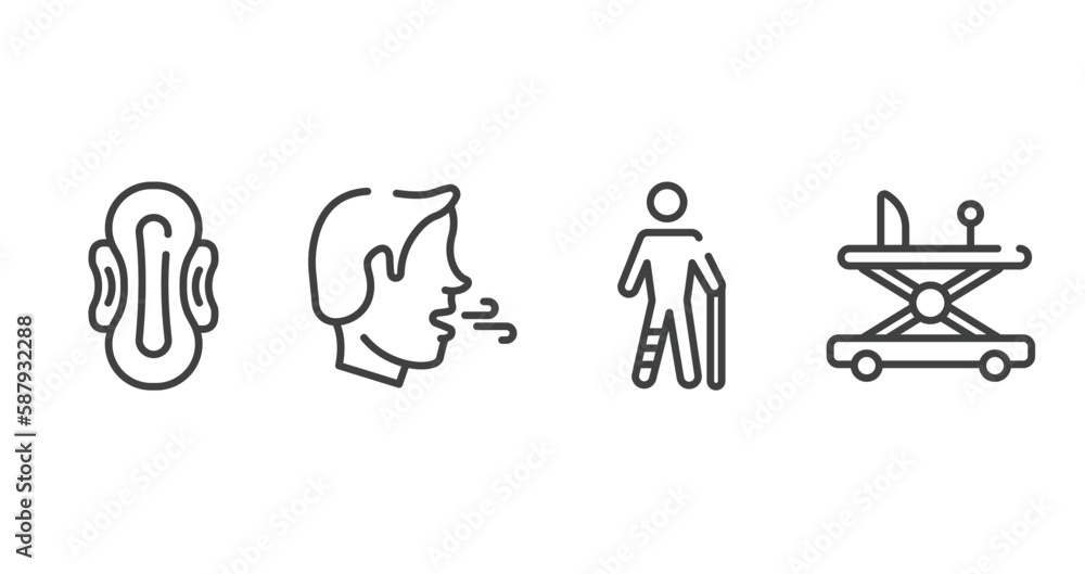 Wall mural baby outline icons set. thin line icons sheet included sanitary napkin, breath, injured male, baby walker vector.