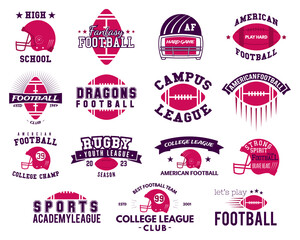 American football logo templates big set. Rugby badges isolated on white background. Sports labels collection. Stock illustration © jeksonjs