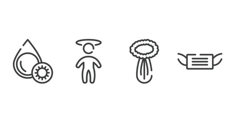 Fototapeta premium allergies outline icons set. thin line icons sheet included platelet, dizzy, celery, medical mask vector.