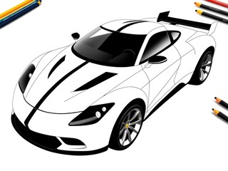Naklejka premium Concept drawing of a sports car. Generative AI