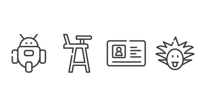 science outline icons set. thin line icons sheet included , highchair, driving license, einstein vector.
