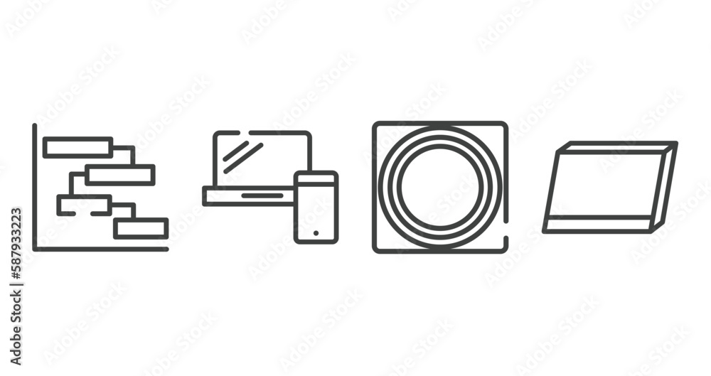 Poster modern screen outline icons set. thin line icons sheet included chart gantt, laptop and tablet, butt