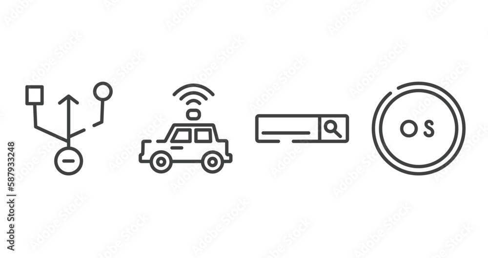 Aufkleber computer outline icons set. thin line icons sheet included universal serial usb connector, self driv