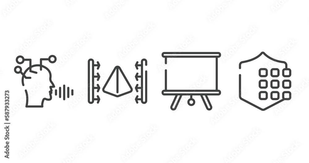Aufkleber internet security outline icons set. thin line icons sheet included voice recognition, 3d scanner, p