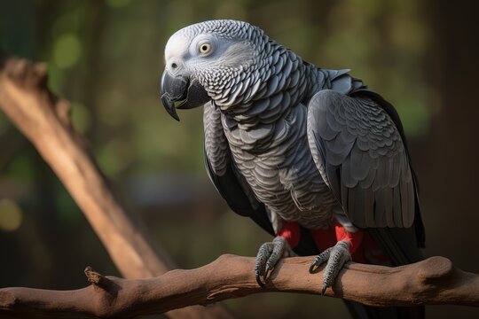A vocal and intelligent African Grey Parrot mimicking words and sounds - This African Grey Parrot is a highly intelligent and talkative bird. Generative AI