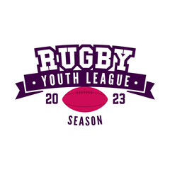 American football logo template. Rugby youth league badge graphics isolated on white background. Sports label design. Stock illustration