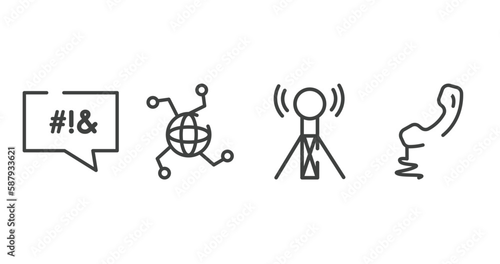 Poster phone icons outline icons set. thin line icons sheet included swear, internet connection, wireless c