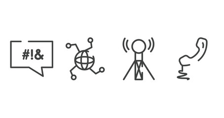 Fototapeta premium phone icons outline icons set. thin line icons sheet included swear, internet connection, wireless connectivity, telephone auricular with cable vector.