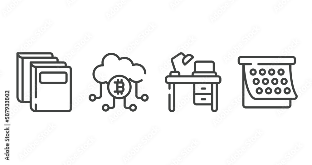 Aufkleber blockchain outline icons set. thin line icons sheet included distributed, drawers, computers, encryp