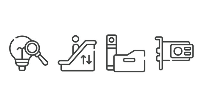 economy outline icons set. thin line icons sheet included opinion, pen container, pin code, bankrupt vector.