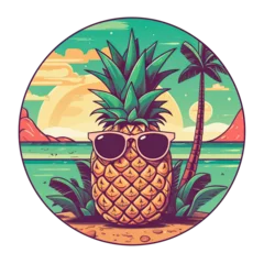  pineapple wearing sunglasses at the beach cartoon  © Antonio