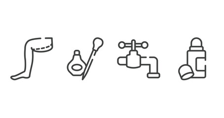 Fototapeta premium make up outline icons set. thin line icons sheet included thigh, eyeliner, faucet, deodorant vector.