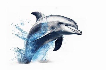 A playful and energetic Dolphin jumping out of the water - This Dolphin is jumping out of the water, showing off its playful and energetic nature. Generative AI