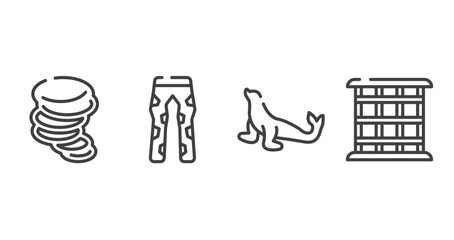 zoo outline icons set. thin line icons sheet included tornado, fatigue, sea lion, cage vector.