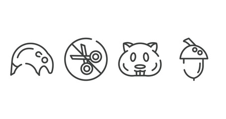 Obraz premium nature outline icons set. thin line icons sheet included tapir, no cut, hamster, acorn vector.