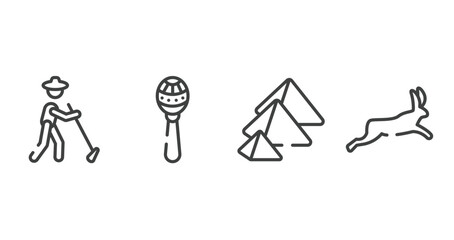 winter nature outline icons set. thin line icons sheet included gardener, maracas, pyramid, hare vector.