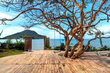 View of Ninh Van Bay from Backpacker Hostel in Ninh Van commune, Khanh Hoa province, Vietnam