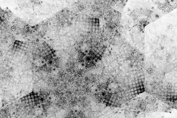 Black floral pattern of curved shapes and strokes on a white background. Abstract fractal 3D rendering