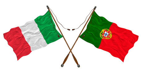 National Flag of Portugal and Italy. Background for designers