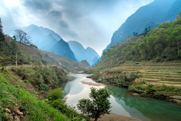 Fototapeta na wymiar Ha Giang mountainous landscape in Vietnam