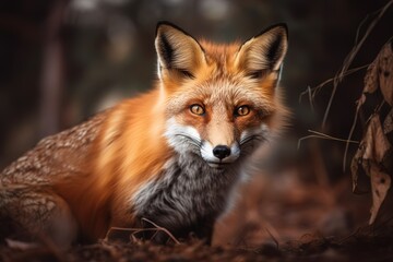 A curious and playful Red Fox exploring its surroundings - This Red Fox is exploring its surroundings, showing off its curious and playful nature. Generative AI