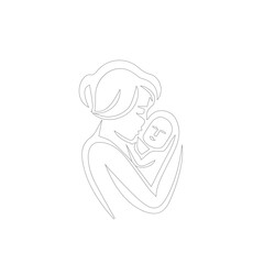 Simple mom and baby Artline  design. Mother and baby vector artline. 