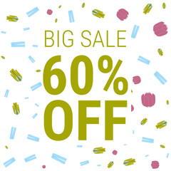 Discount coupon template with spring clothes sale. Design of a colorful banner, poster on a white background. Vector illustration...