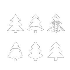 Simple Artline Christmas tree. Line art tree.