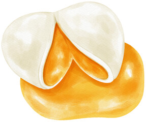 Soft boiled egg watercolor illustration