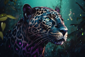 Fototapeta na wymiar A regal and fierce panther in the jungle. Generative AI