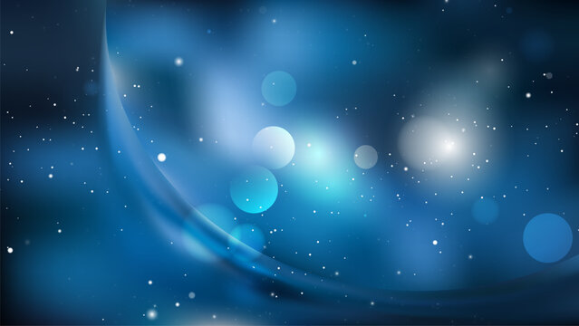 bokeh blue bright background with bubbles illustration vector