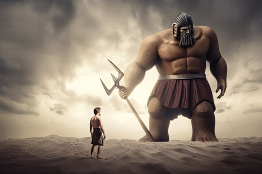 David and Goliath Bible Illustration, generative AI, generative, AI