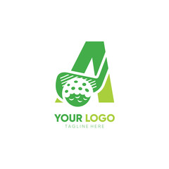 Letter A Initial Stick Golf Logo Design Vector Icon Graphic Emblem Illustration