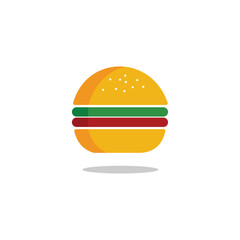 vector illustration of a burger with meat and vegetables