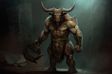 Minotaur Greek Myth Illustration Generative