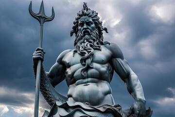 Poseidon God of the Sea art, generative AI, generative, AI - obrazy, fototapety, plakaty