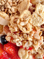 Close up Strawberry Granola isolated