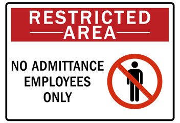 No admittance warning sign and labels no admittance employees only