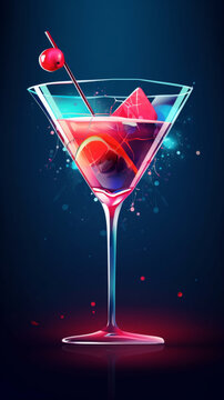 Cosmopolitan coctail vector art poster Generated AI